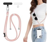 ivoler Cordon para Movil Universal, Cuerda para Movil Ajustable con 2 Parches Duraderos y Lazo de Cuero Negro, Compatible con Todos Los Teléfonos Inteligentes y la Mayoría de los Funda - Oro Rosa