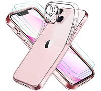 ivoler Funda Compatible con iPhone 13 Mini con Protección de La Cámara, Carcasa Protectora con 3 Piezas Cristal Templado, Transparente Suave TPU Silicona Anti-Choque Caso Delgada Anti-arañazos Case