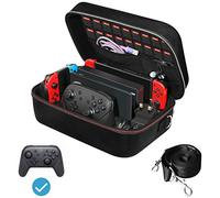 ivoler Funda Compatible con Nintendo Switch y Switch OLED, Estuche Dura de Transporte, Carcasa Rígida de Viaje para Consola, Adaptador AC, Joy-con Grip, Strap Joy-con, 18 Cartuchos de Juegos y Otros