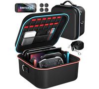 ivoler Funda de Transporte Compacto para Nintendo Switch 2 (2025), Estuche Rígida con Protector de Pantalla y Agarre para el Pulgar, Capacidad para 14 Cartuchos de Juego e Incluye Correa, Negro