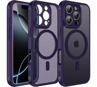 ivoler Funda Magnética para iPhone 16 Pro MAX, Compatible con MagSafe, [Protección Lente Cámara] Carcasa Protectora Antigolpes Translúcida Mate Trasera Fina Silicona Anti-Choques Case - Violeta