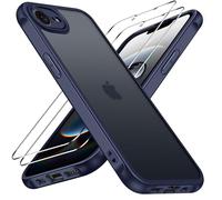 ivoler Funda Mate Azul para iPhone 17e / iPhone 16e con 2 Piezas Cristal Templado, [Protección Lente Cámara] [Protección Militar] Carcasa Protectora Antigolpes Trasera Translúcida Antihuellas Case