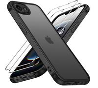 ivoler Funda Mate Negro para iPhone 16e 6.1 Pulgadas con 2 Piezas Cristal Templado, [Protección Lente Cámara] [Protección Militar] Carcasa Protectora Antigolpes Trasera Translúcida Antihuellas Case