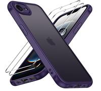 ivoler Funda Mate Púrpura para iPhone 16e 6.1 Pulgadas con 2 Piezas Cristal Templado, [Protección Lente Cámara] [Protección Militar] Carcasa Protectora Antigolpes Trasera Translúcida Antihuellas Case