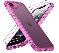 ivoler Funda Mate Rosa para iPhone 16e 6.1 Pulgadas con 2 Piezas Cristal Templado, [Protección Lente Cámara] [Protección Militar] Carcasa Protectora Antigolpes Trasera Translúcida Antihuellas Case