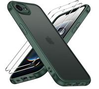 ivoler Funda Mate Verde para iPhone 17e / iPhone 16e con 2 Piezas Cristal Templado, [Protección Lente Cámara] [Protección Militar] Carcasa Protectora Antigolpes Trasera Translúcida Antihuellas Case