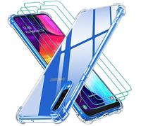 ivoler Funda para Samsung Galaxy A50 / A50S / A30S con 3 Piezas Cristal Templado, Carcasa Protectora Antigolpes Transparente, Suave TPU Silicona Caso Delgada Anti-Choques Case