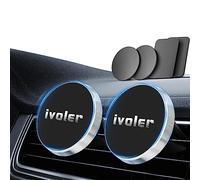 ivoler [Juego de 2 Soportes para teléfono de Coche, magnético portátil, Rejilla aérea, imán Compatible con Smartphone, con 4 Placas metálicas, Color Plateado