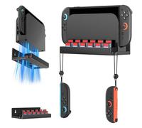 ivoler Soporte de Pared Compatible con Nintendo Switch 2 (2025), Soporte Metálica con 12 ranuras para Cartuchos y 2 ganchos para Joy-Con, Accesorios para Consolas de Juegos