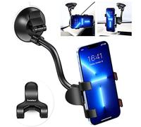 ivoler Soporte Móvil Parabrisas, Sujeta Móvil Coche Brazo Largo,Soporte Móvil Coche Ventosa con Ventosa de Gel Fuerte,360 Grados Rotacion para iPhone, Android Móviles y más - Negro