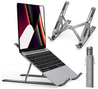 ivoler Soporte Portátil Mesa 6 Ángulos Ajustables, Aleación de Aluminio, Soporte Ordenador Portatil Ventilado Plegable para 10-15.6”Macbook, DELL, Chrome, Otros Portátiles y Tableta - Gris