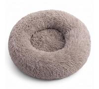 IvoQ Cesta para perros redonda de 60 cm de diámetro - Cama para Perros Fluffy Donut con Borde Suave Alto - Beige - Para Perros y Gatos Pequeños