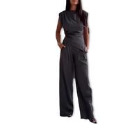 Ivora Travel Outfit Women, Arianna Elegant Two Piece Set, Wrinkle-Free Comfortable Casual Formal Outfits (Dark Gray,3XL)