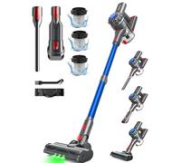 Ivormentico 50Mins Aspiradora sin Cable, 40KPA Aspirador sin Cable, 450W Escoba Aspiradora sin Cable con Cepillo para Suelos Mejorado, Aspirador Vertical con LED Verde, para Suelo/Pelo, Azul