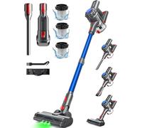 Ivormentico 50Mins Aspiradora sin Cable, 40KPA Aspirador sin Cable, Escoba Aspiradora sin Cable con Cepillo para Suelos Mejorado, Aspirador Vertical con LED Verde, para Suelo/Pelo, Azul Oscuro