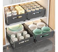 IVTUVTI 4Pack Organizador de cajón extraíble y plegable, organizador de estantes para cajones extraíbles, organizador de cajón interior para armario de cocina, extraíble para despensa y baño (4