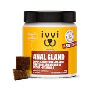 ivvi Anal Gland - Snacks para apoyar la Salud de Las glándulas anales en Perros. Contiene Calabaza, psyllium, Lino, Diente de león, ortiga y prebióticos. 60 Snacks (270g) con Mantequilla de maní