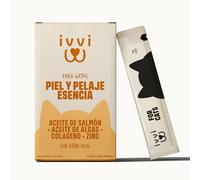 ivvi Piel & Pelaje Esencia para Gatos - Crema Funcional con Aceite de salmón, Aceite de Algas, Zinc y colágeno - Apoyo a Piel y Pelaje - 30x15g - con atún Real