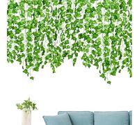 Ivy deja Garland | vid artificial resistente a las lágrimas 7,2 pies resistente a los rayos UV planta decorativa real toque selva tema fácil de boda | Flores de hojas falsas verdes 2,2 m