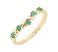 Ivy Gems Anillo de eternidad de oro amarillo de 9 quilates con esmeralda en forma de hueso de deseo, Piedra preciosa, Esmeralda