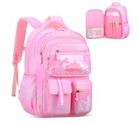 IvyH Mochila Infantil Bonita Mochila Niña Niños 6 8-10 años, Mochilas Escolares para Chicas Informal Ligera Impermeable, Ideal para el Colegio o para Viajar, Rosa