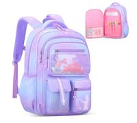 IvyH Mochila Infantil Bonita Mochila Niña Niños 6 8-10 años, Mochilas Escolares para Chicas Informal Ligera Impermeable, Ideal para el Colegio o para Viajar, Morado