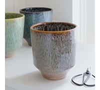 Ivyline Maceta de orquídeas Reactive Glaze en Color Moca, Impermeable, Duradera y Decorativa, Elegante Maceta Redonda de Loza para Interiores y Interiores, 13 cm de Alto x 13 cm de Profundidad