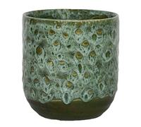 Ivyline Maceta esmaltada contemporánea de 13 cm de diámetro con diseño Agrietado Texturizado para Interiores, Maceta para Cactus suculentas y pequeñas Plantas de casa, Esmeralda