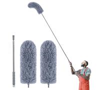 IVYROLL - Plumero con palo extensible de 254 cm, kit de 2 cabezales de microfibra lavables, para techos altos, tareas domésticas, ventiladores y muebles