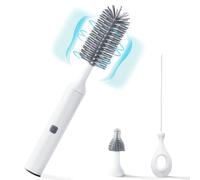 IvyWind Eléctrico Cepillo Limpia Biberones,Cepillo Biberones de Silicona Resistente al Agua 3 en 1,Sin BPA Cepillo para Tetinas,Cepillo para Limpiar Pajitas,Rotación de 360°,1200 mAh (Gris)