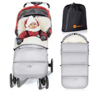 Ivywind Saco Silla Paseo Universal Invierno, Impermeable Saco Carro Bebe Invierno con Capucha con Cordón, Caliente Saco Universal Silla Paseo con Cremallera, Lavable y Desmontable, Gris Claro
