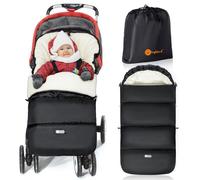 Ivywind Saco Silla Paseo Universal Invierno, Impermeable Saco Carro Bebe Invierno con Cordón Ajustable, Caliente Saco Universal Silla Paseo con Cremallera, Lavable y Desmontable, Blanco y Negro