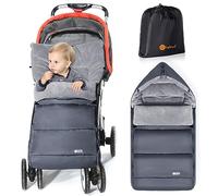 Ivywind Saco Silla Paseo Universal Invierno, Impermeable Saco Carro Bebe Invierno con Cremallera Ajustable, Caliente Saco Universal Silla Paseo, Lavable y Desmontable, Caliente, Gris