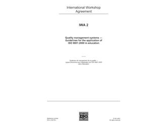 IWA 2:2007, Quality management systems - Guidelines for the application of ISO 9001:2000 in education