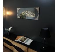 IWA CONCEPT Arte islámico de cristal templado de espejo negro | Decoraciones de Ramadán | de inauguración de la casa musulmana | Caligrafía árabe | Decoración Eid | (Surah Rahman - 31.5x13'', oro)