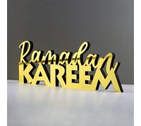 iwa concept Decoración de mesa islámica acrílica de madera | Decoración de Ramadán Kareem y Eid Mubarak | Regalos musulmanes islámicos | Decoración de Ramadán Eid | Ramadán Kareem-6, dorado