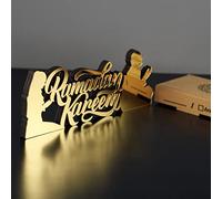 iwa concept Decoración de Mesa islámica de acrílico de Madera | Decoración de Ramadán Kareem y Eid Mubarak | Regalos Musulmanes islámicos | Decoración de Ramadán Eid | (Ramadán Kareem-2, Dorado)