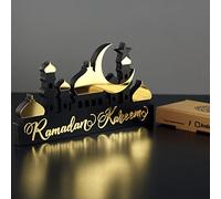 iwa concept Decoración de Mesa islámica de acrílico de Madera | Decoración de Ramadán Kareem y Eid Mubarak | Regalos Musulmanes islámicos | Decoración de Ramadán Eid | (Ramadán Kareem-5, Dorado)