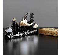 iwa concept Decoración de Mesa islámica de acrílico de Madera | Decoración de Ramadán Kareem y Eid Mubarak | Regalos Musulmanes islámicos | Decoración de Ramadán Eid | (Ramadán Kareem-5, Plateado)