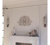 IWA CONCEPT Decoración de pared de metal con mandala 3D, decoración de flor de loto para el hogar, decoración de sala de estar, regalo de año nuevo, (36 x 23 pulgadas, 91 x 59 cm, plateado)