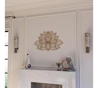 IWA CONCEPT Decoración de pared de metal con mandala 3D, decoración de flores de loto para hogares, decoración de sala de estar, regalo de año nuevo, 26.5 x 17 pulgadas, 67 x 43 cm, oro)