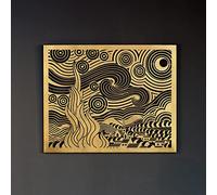 IWA CONCEPT The Starry Night Van Gogh - Decoración de pared de metal, decoración moderna única, arte de pared de metal, decoración de oficina, decoración de sala de estar (dorado)
