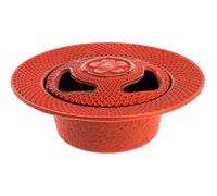 Iwachu Incensario Hierro Colado Japonés Flor de Cerezo, Rojo, Quemador de Incienso - Incluye Marmolina