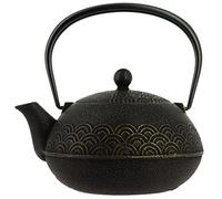 Iwachu Nambu Tekki Tetera de Hierro Colado Japonés Seigaiha, Negra Dorada, 900 ml