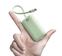 iWALK Mini Power Bank Portátil 10000mAh, Cargador Rápido USB-C 22.5W con Cable Integrado, Batería Ultracompacta para iPhone 17/16/15 Series, Samsung y Google, Verde