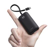 iWALK Mini Power Bank Portátil 10000mAh, Cargador Rápido USB-C 22.5W con Cable Integrado, Batería Ultracompacta para iPhone 17/16/15 Series, Samsung y Google, Negro