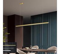 IWANTDO LED Comedor Mesa de Comedor Lámpara Colgante Regulable Candelabro con Control Remoto Lámpara Colgante para Cocina Oficina Barra de Bar Moderno Altura Ajustable (Gold,L150cm)