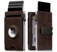 iwantit IW - Cartera de bolsillo frontal para hombre: delgada con clip desmontable para dinero, soporte para Airtag, ventana de identificación, bloqueo RFID, cartera plegable desplegable para padre