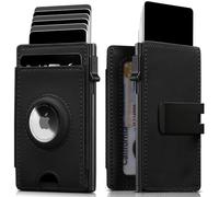 iwantit IW - Cartera de bolsillo frontal para hombre: delgada con clip desmontable para dinero, soporte para Airtag, ventana de identificación, bloqueo RFID, cartera plegable desplegable para padre