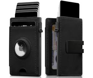 iwantit IW - Cartera de bolsillo frontal para hombre: delgada con clip desmontable para dinero, soporte para Airtag, ventana de identificación, bloqueo RFID, cartera plegable desplegable para padre